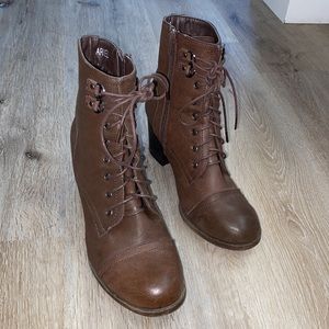 Brown zip up boots